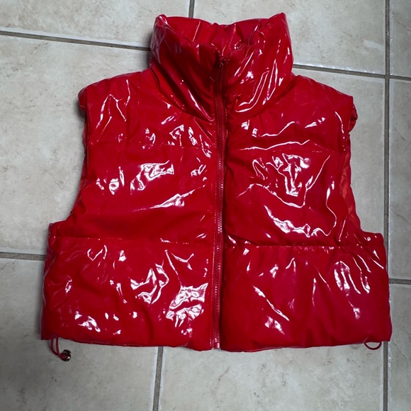 Daisy Shiny Red Puffer Vest - Picture 8 of 15